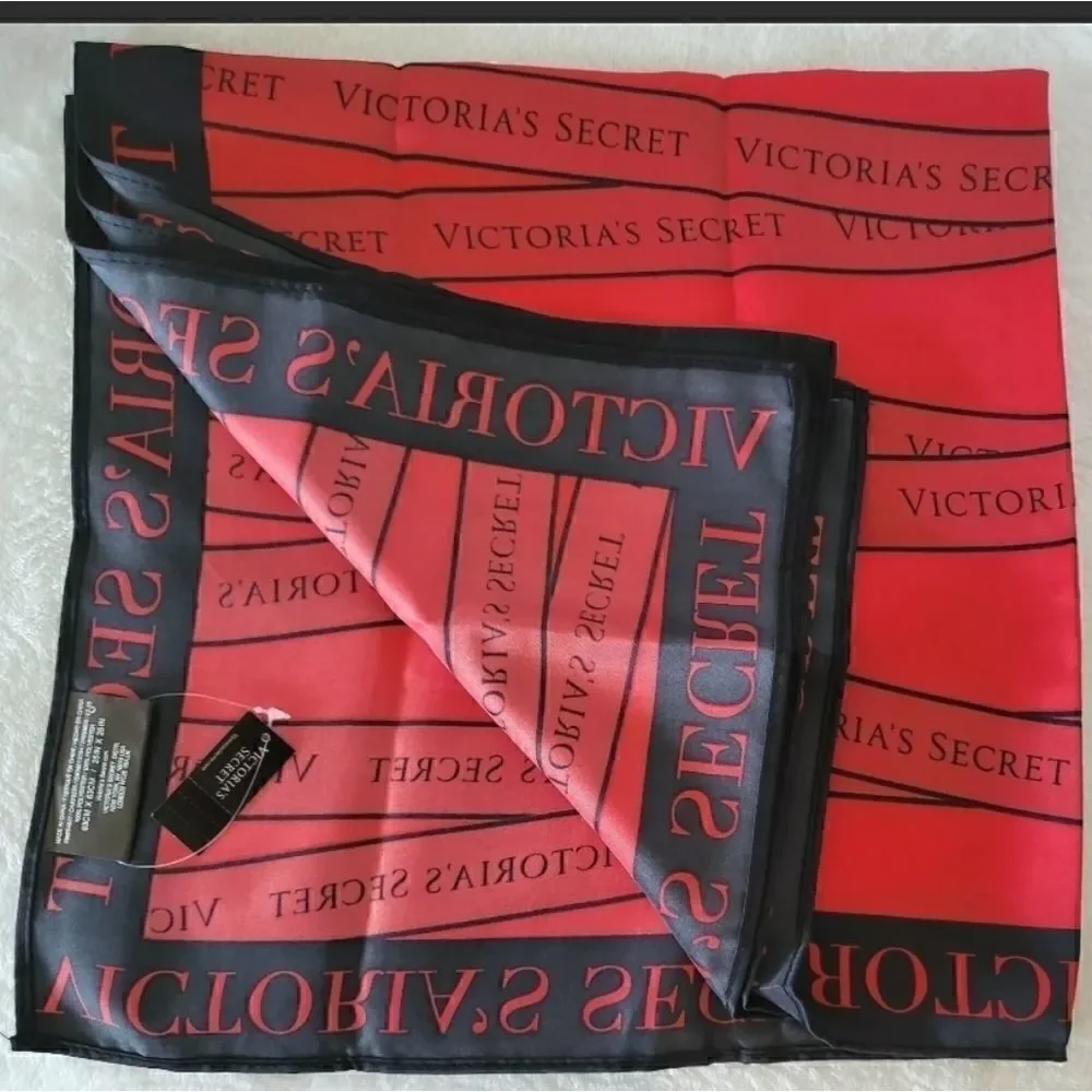 VICTORIA’S SECRET RED / BLACK LOGO SATIN SCARF
